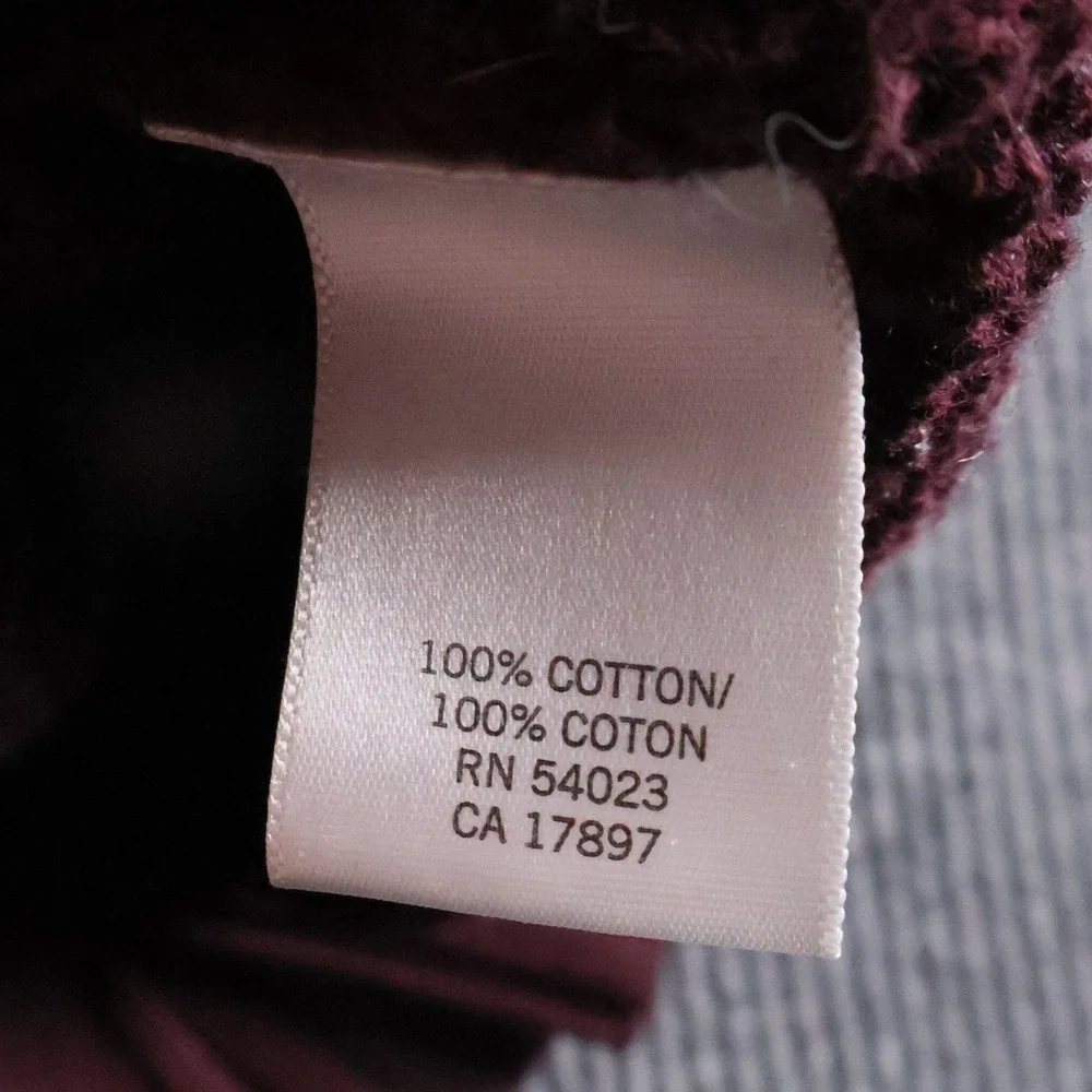 Banana Republic Men's Burgundy Cable Knit Mock Neck Henley Sweater S 100% Cotton